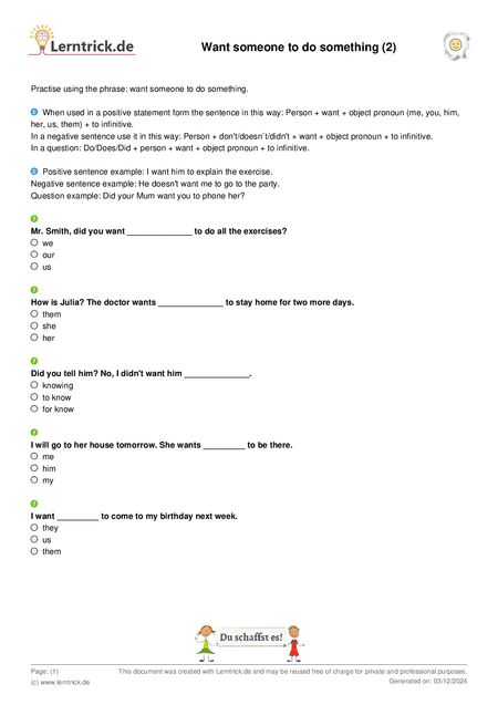 PDF exercise sheet Want someone to do something (2) 