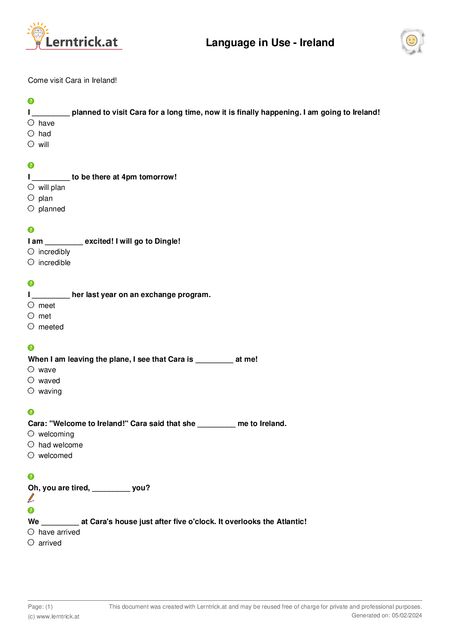 PDF exercise sheet Language in Use - Ireland 
