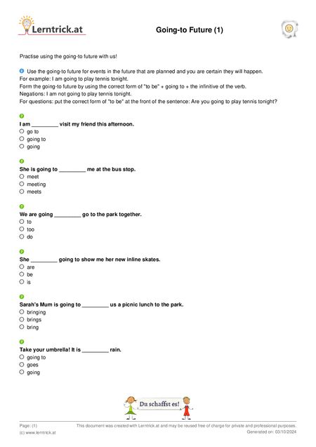 PDF exercise sheet Going-to Future (1) 