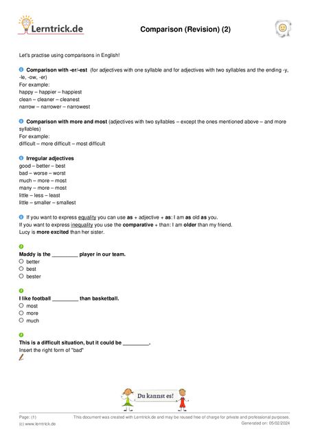PDF exercise sheet Comparison (Revision) (2) 